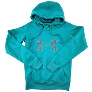Under Armour ColdGear Hoodie Womens XS Teal‎ Pullover Athletic Fleece Logo